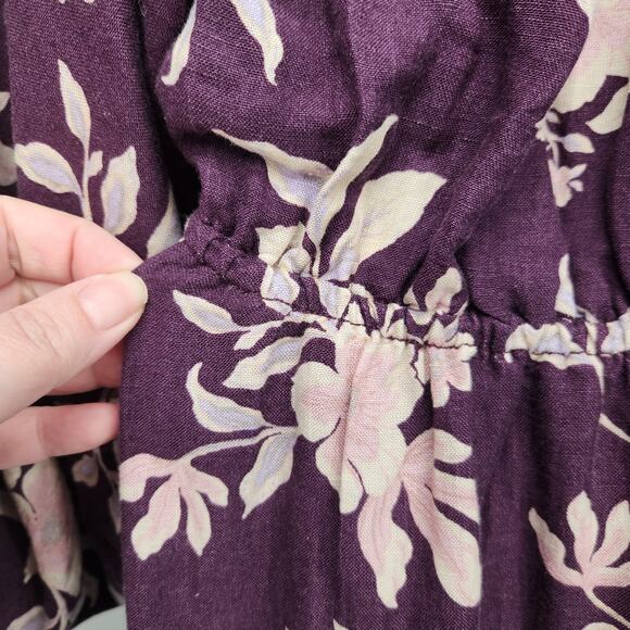 NWT Free People Purple Floral 3/4 Sleeve Portia Printed Boho Mini Dress Women  M - Picture 13 of 14